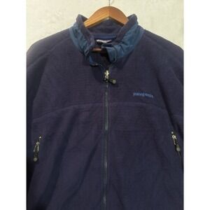 Vintage Patagonia 90s Jacket XL Mens Navy Blue Fleece Full Zip Made USA Polartec